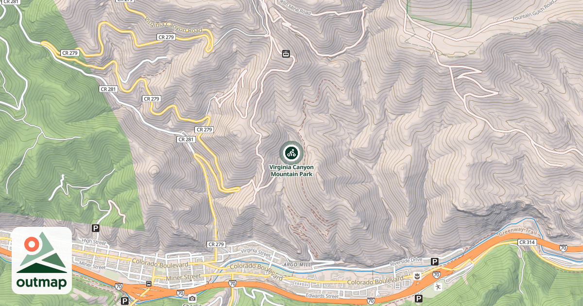 Map of Virginia Canyon Mountain Park
