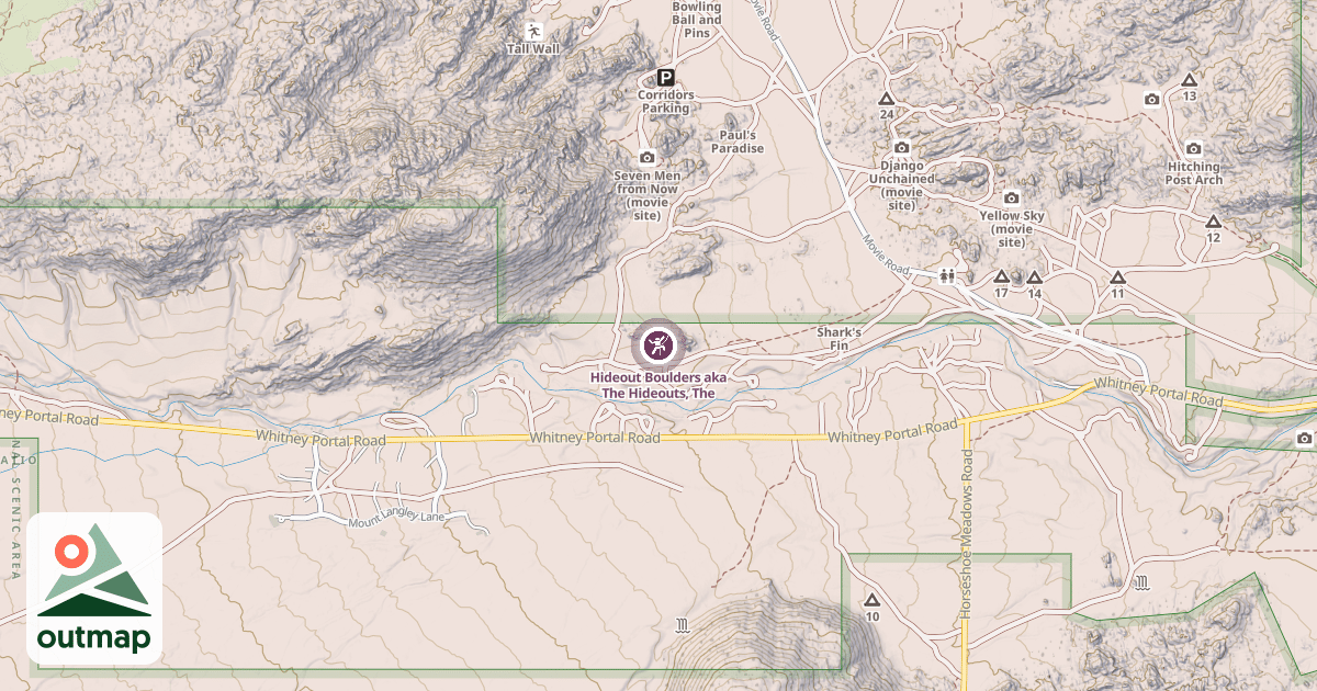 Map of Hideout Boulders aka The Hideouts, The