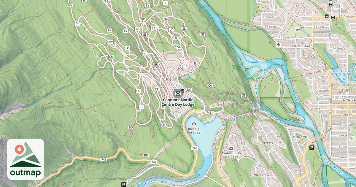 Map of Canmore Nordic Centre Day Lodge