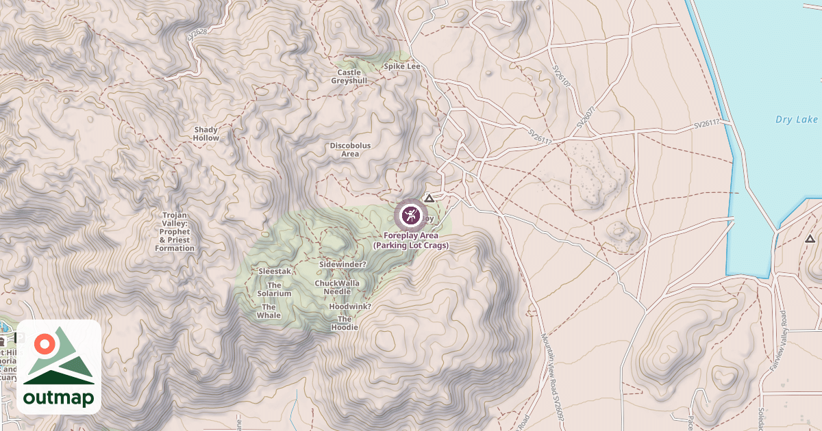 Map of Foreplay Area (Parking Lot Crags)