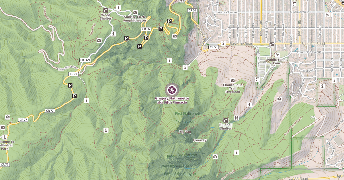 Map preview of Gregory Flatironette aka Fifth Pinnacle