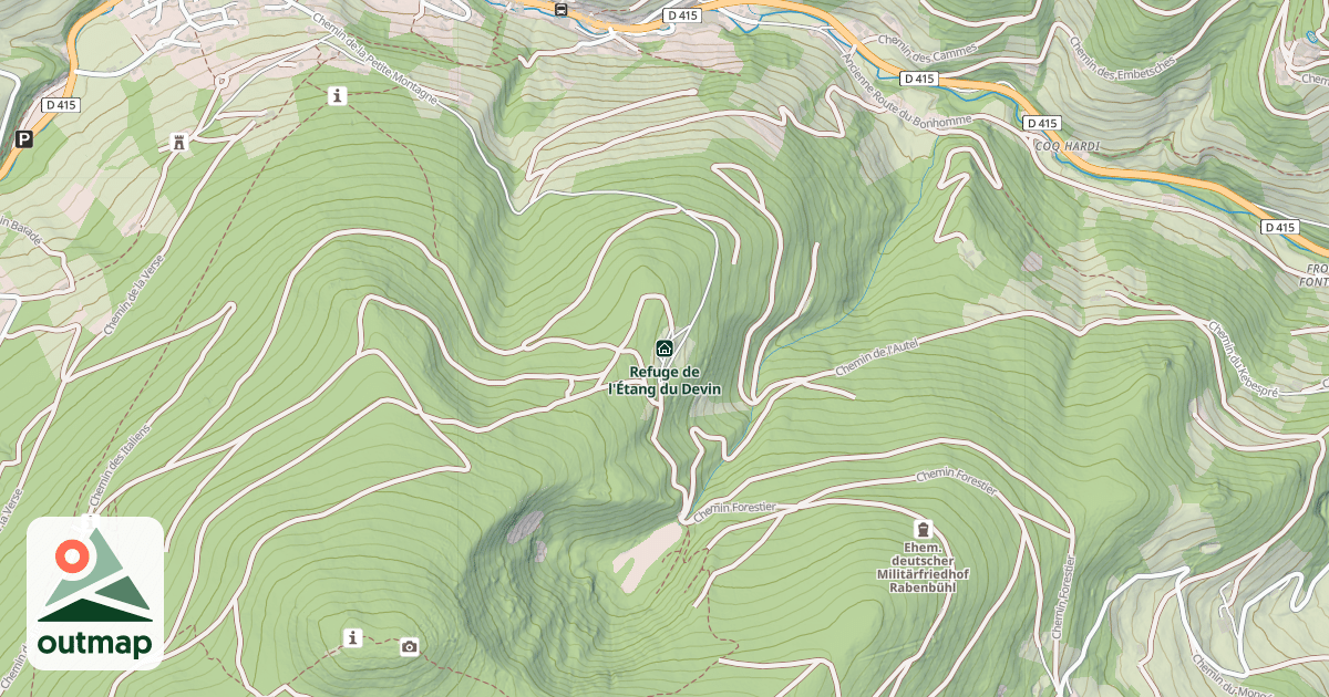 Map of Refuge de l'Étang du Devin