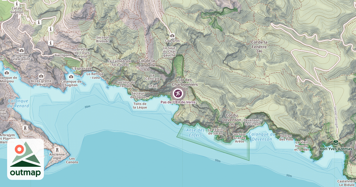 Map of Pas de l'Œil de Verre