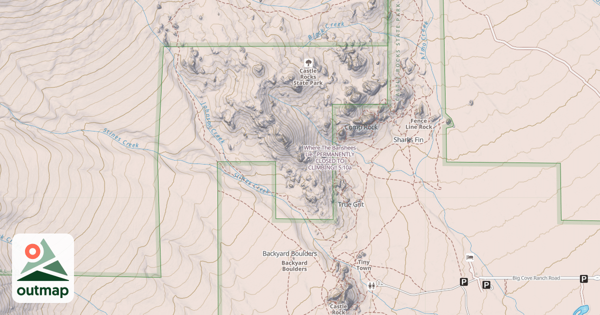 Map of Where The Banshees Lie - PERMANENTLY CLOSED TO CLIMBING!!