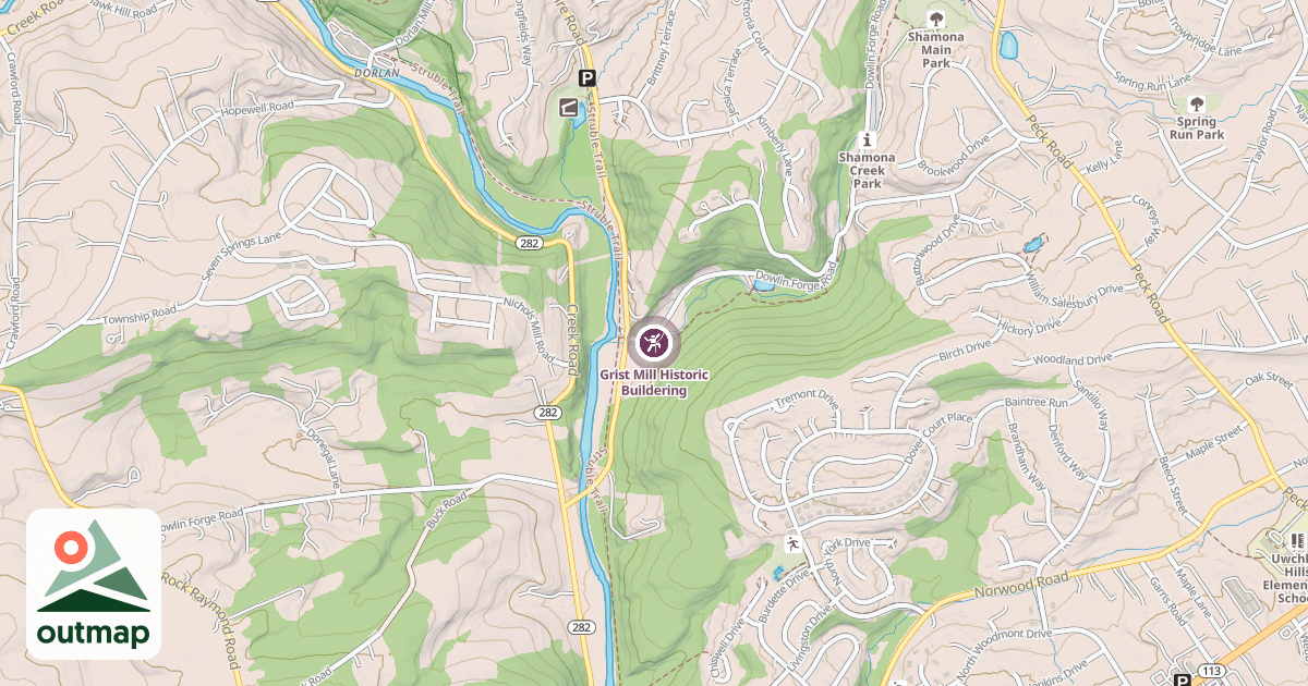 Map of Grist Mill Historic Buildering