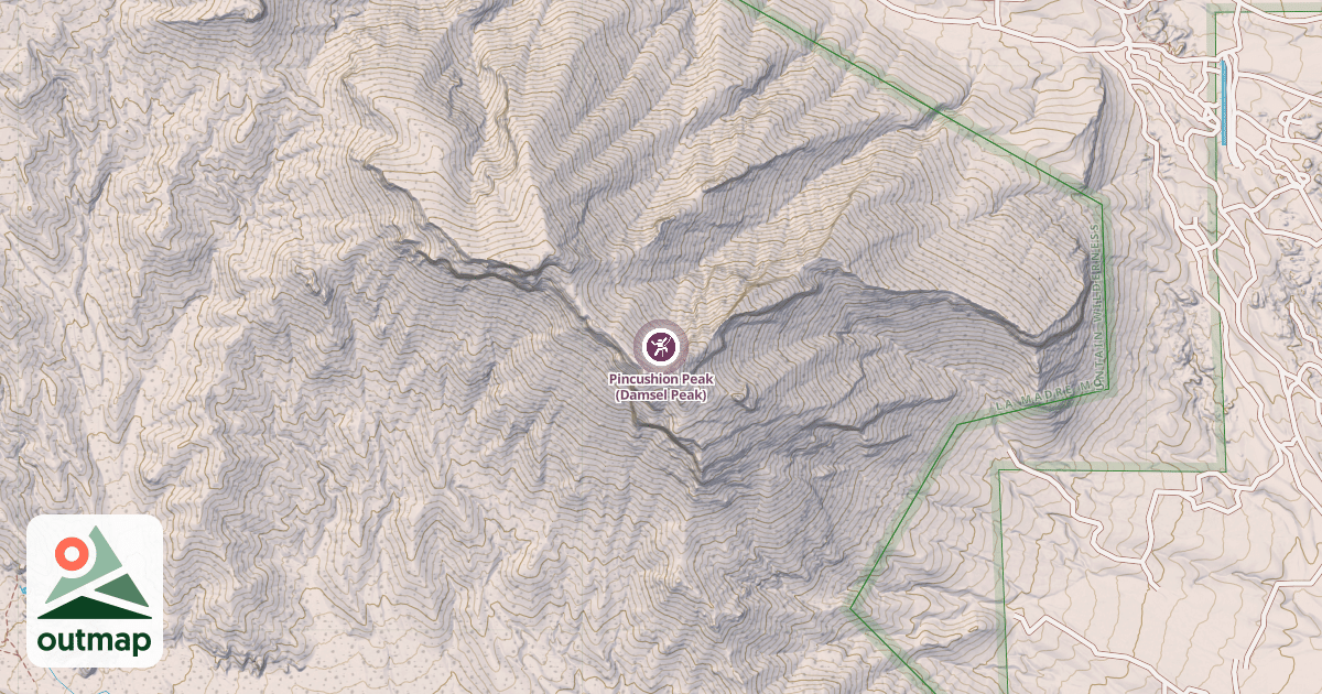 Map of Pincushion Peak (Damsel Peak)