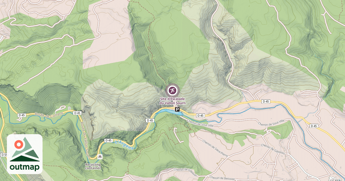 Map of Site d'Escalade du Vallon Sourn