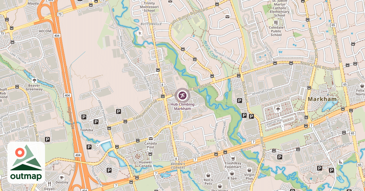 Map of Hub Climbing Markham