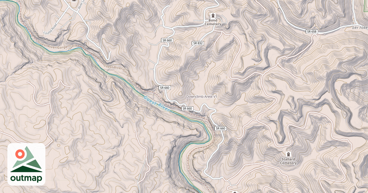 Map of Downclimb Arete