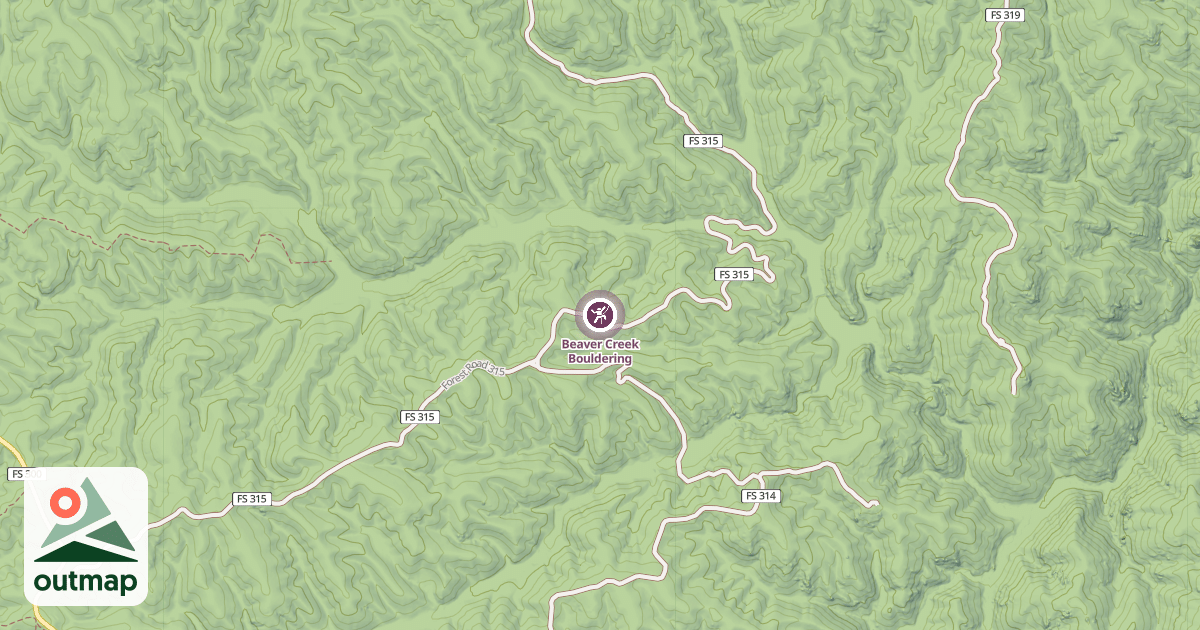 Map of Beaver Creek Bouldering