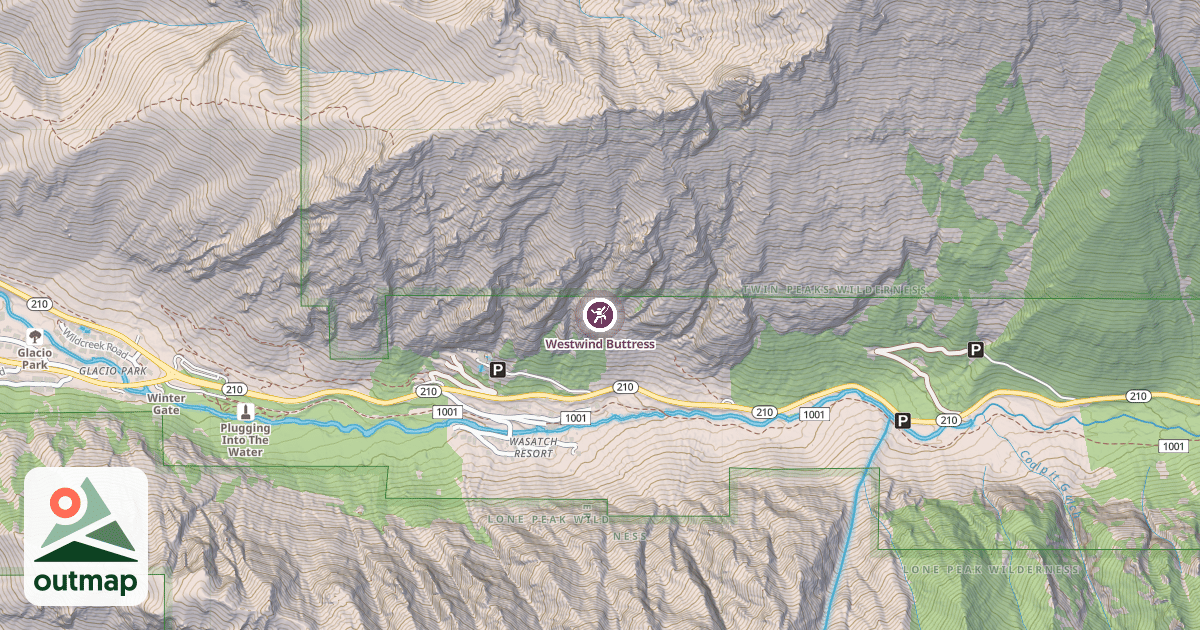 Map of Westwind Buttress