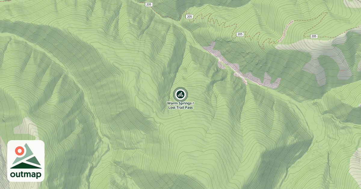 Map of Warm Springs / Lost Trail Pass