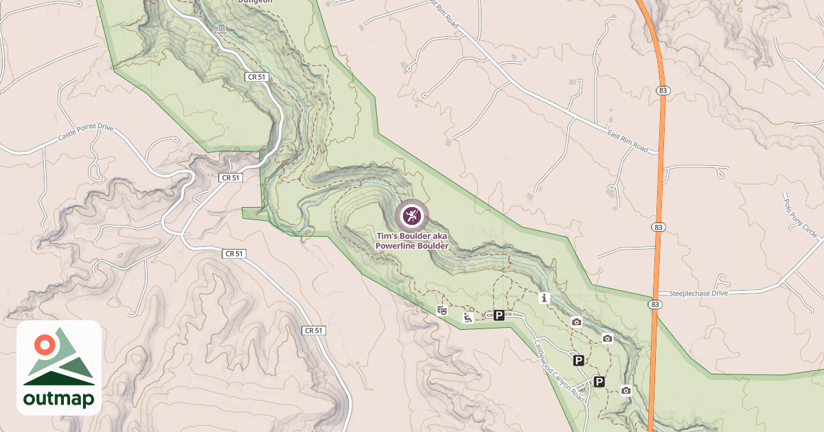 Map of Tim's Boulder aka Powerline Boulder