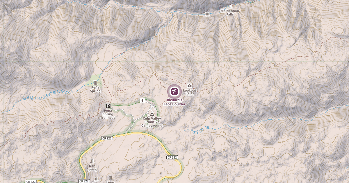 Map preview of Richard's Face Boulder
