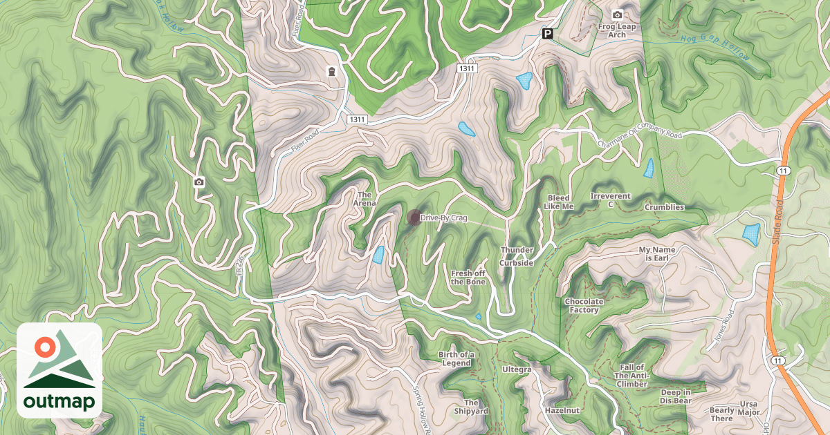 Map of Drive-By Crag
