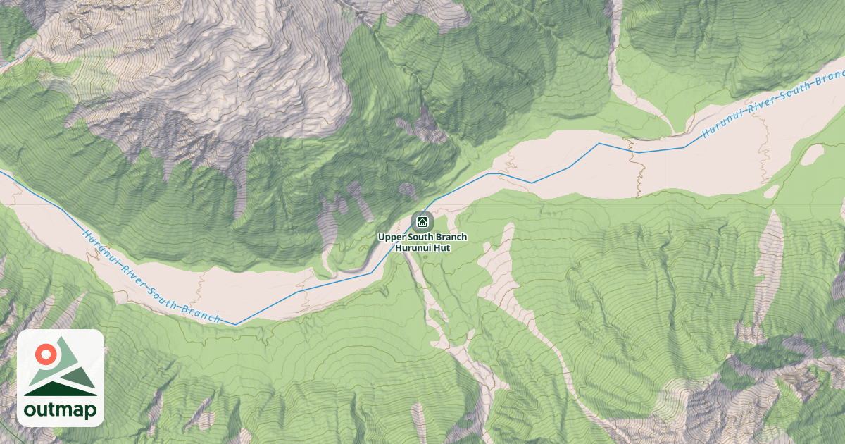 Map of Upper South Branch Hurunui Hut