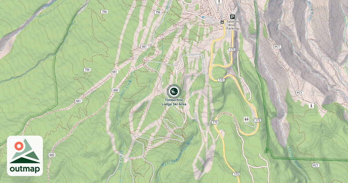 Map of Timberline Lodge Ski Area