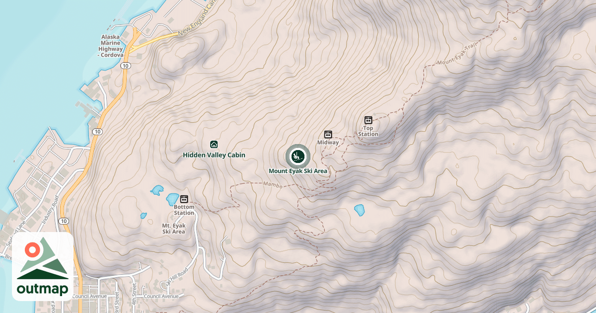 Map of Mount Eyak Ski Area