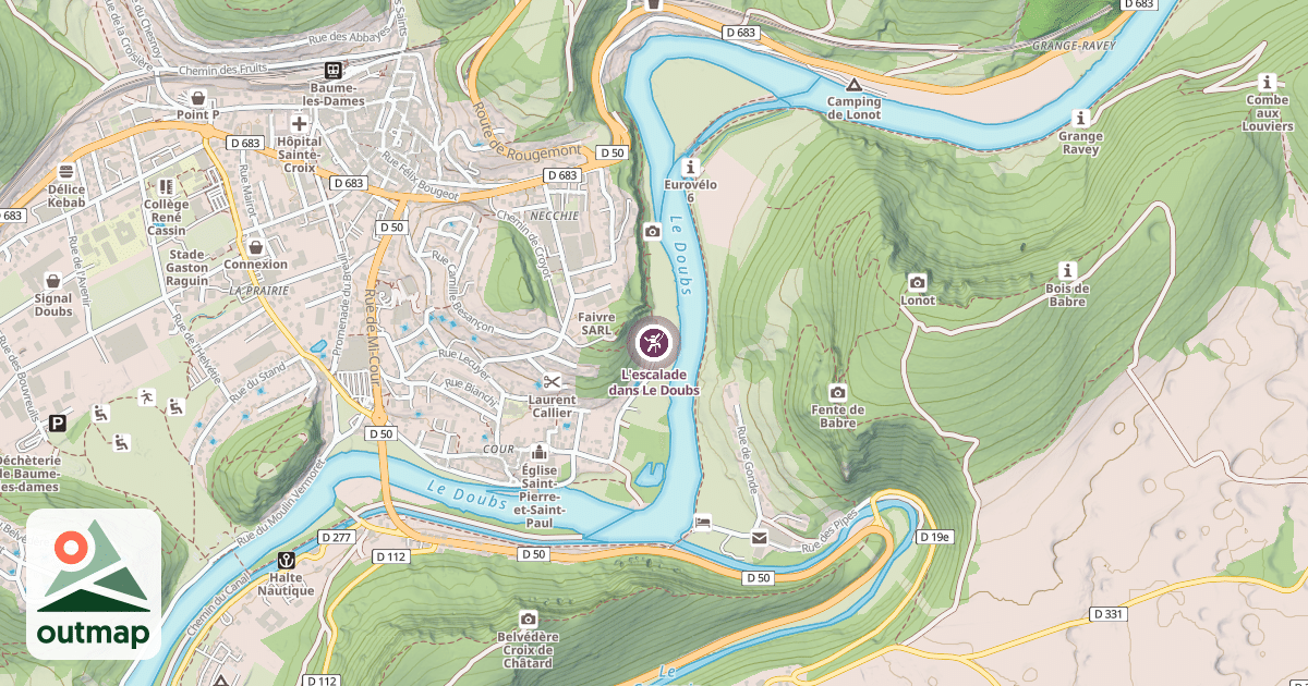 Map of L'escalade dans Le Doubs