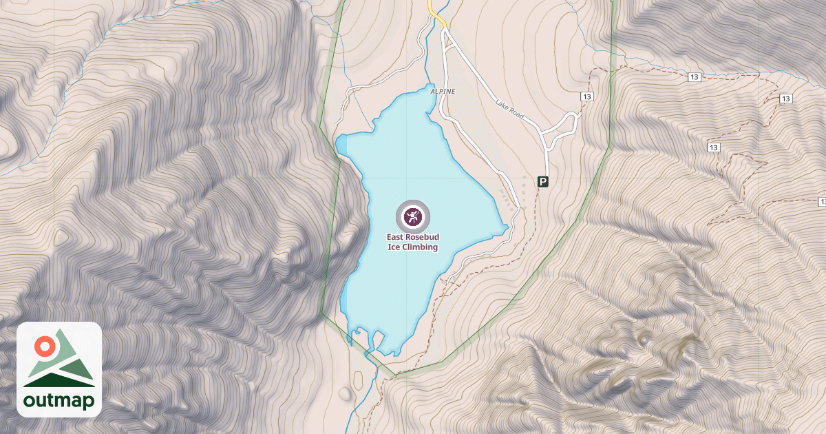 Map of East Rosebud Ice Climbing