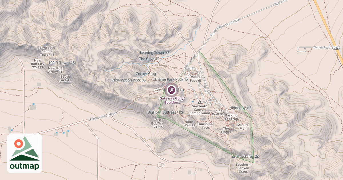 Map of Gateway Gully Boulders