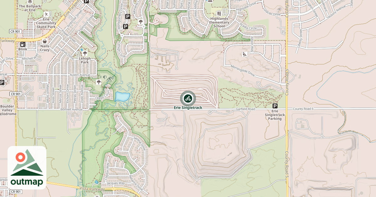Map of Erie Singletrack