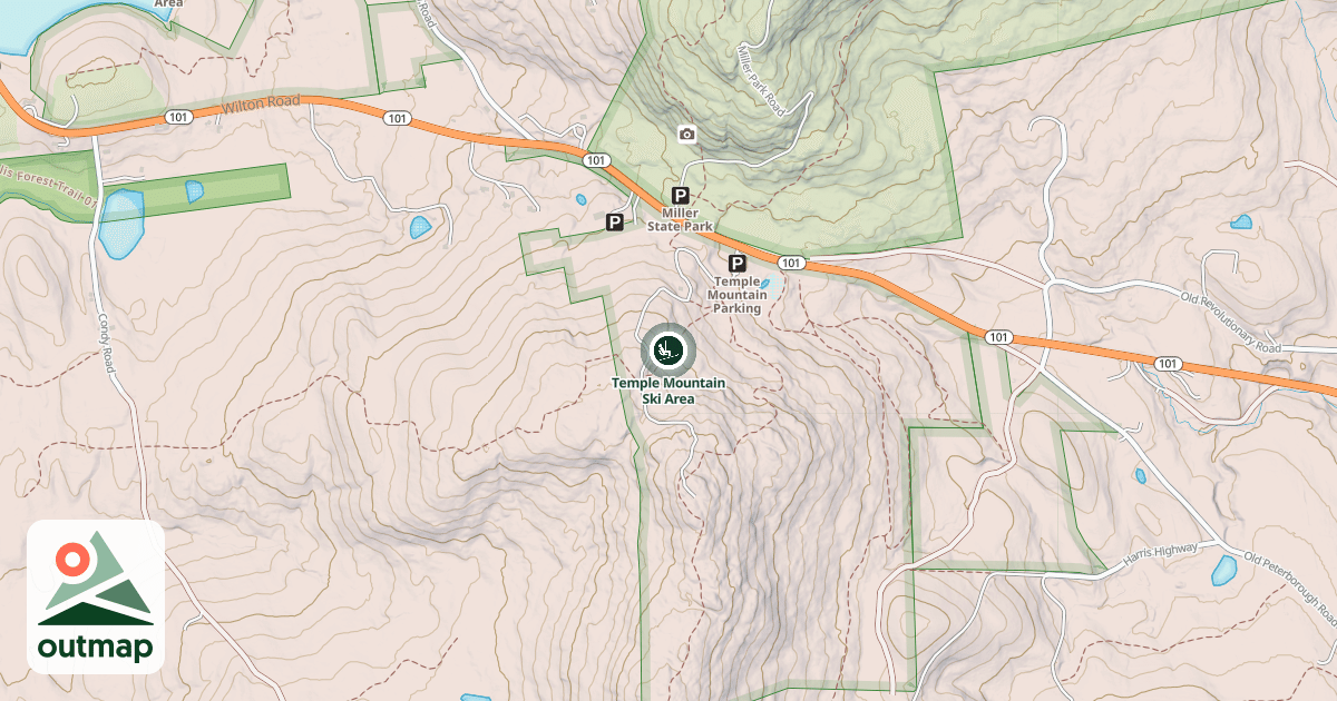Map of Temple Mountain Ski Area