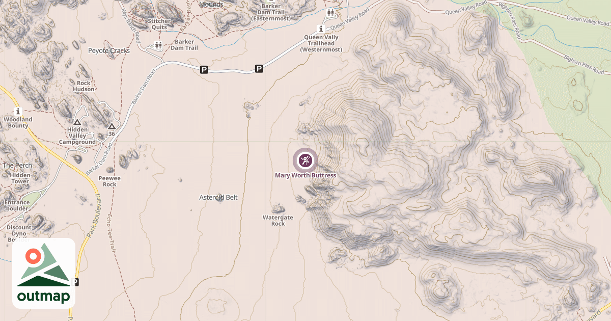 Map of Mary Worth Buttress