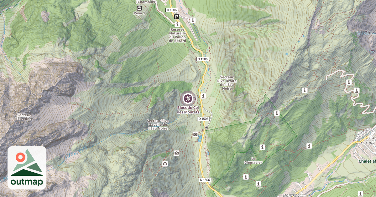 Map of Blocs du Col des Montets