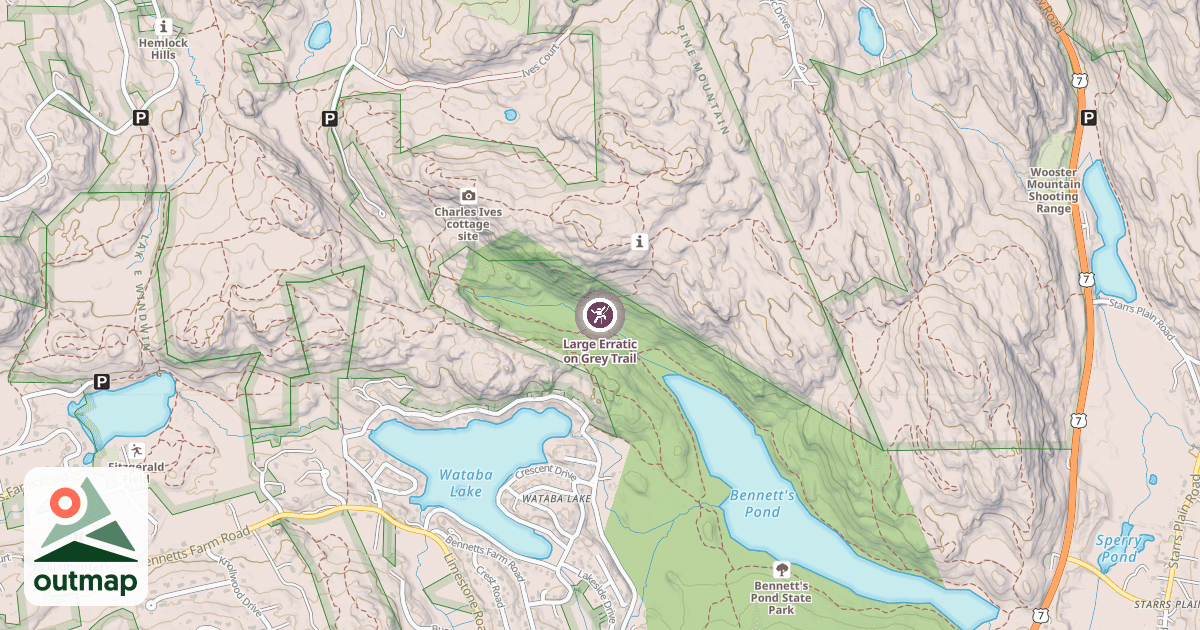 Map of Large Erratic on Grey Trail