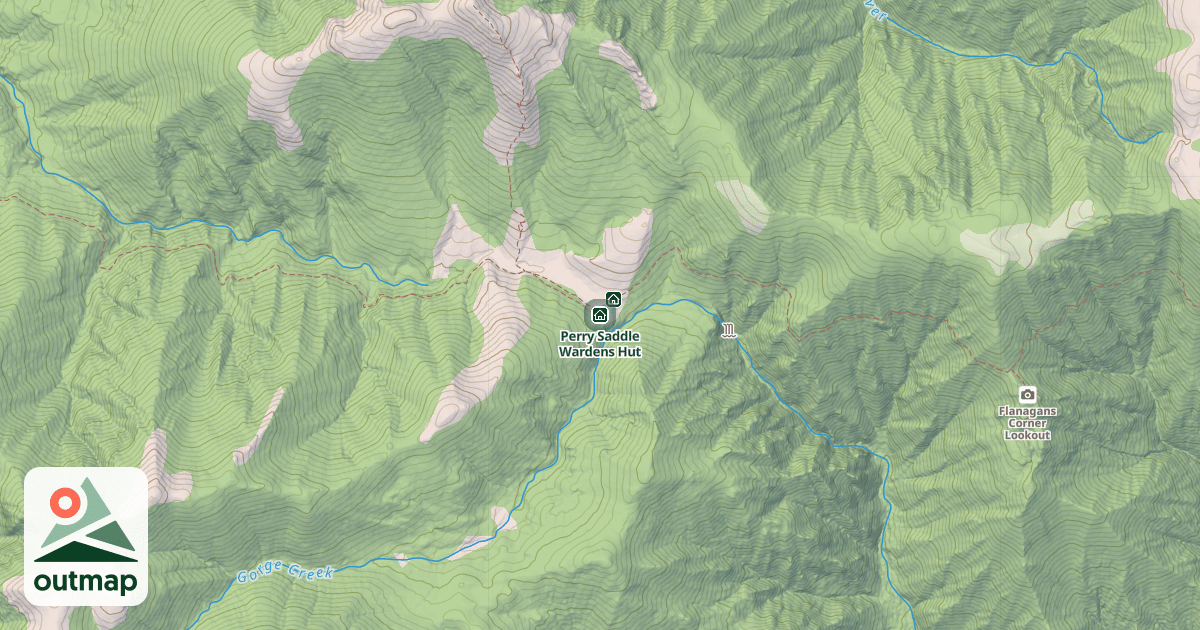 Map of Perry Saddle Wardens Hut