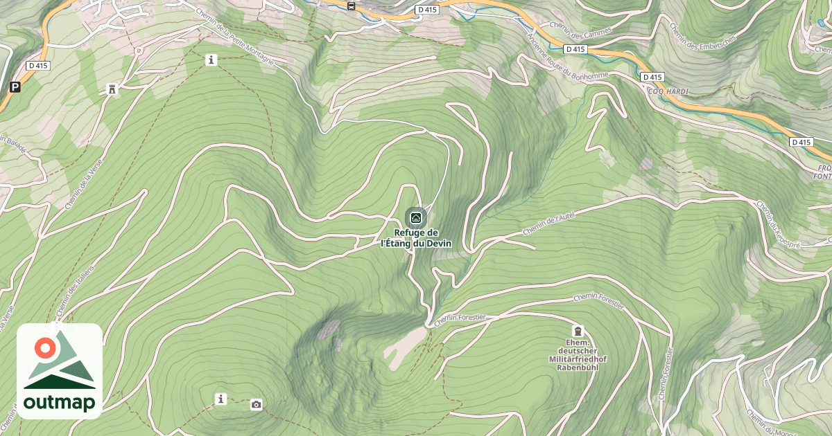 Map of Refuge de l'Étang du Devin