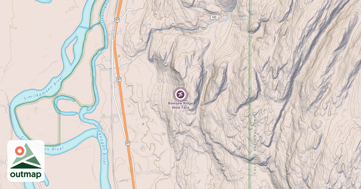 Map of Bowsaw Ridge West Face