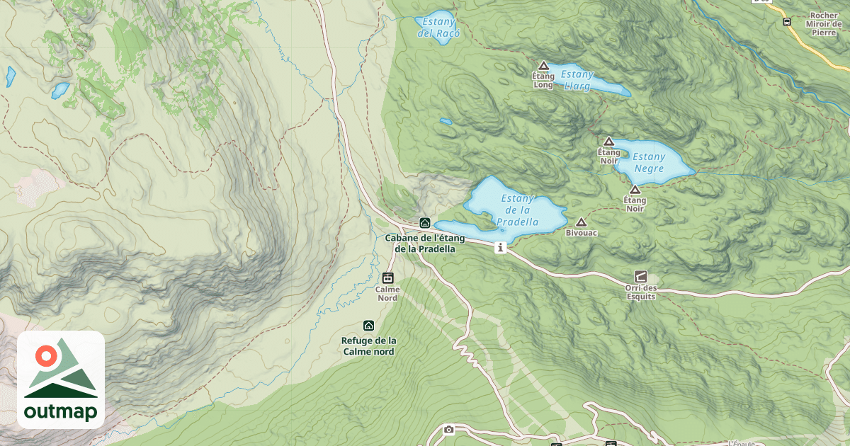 Map of Cabane de l'étang de la Pradella
