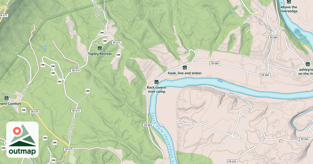 Map of Rock tavern river camp