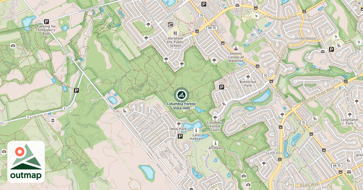 Map of Columbia Forest/Vista Hills