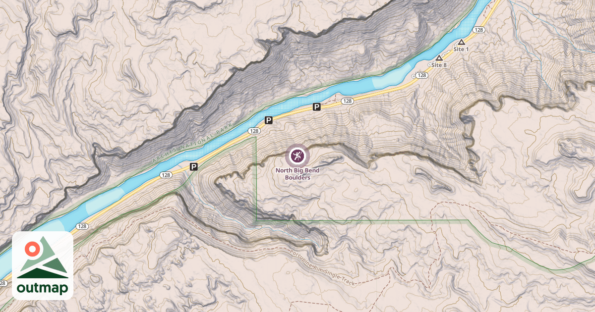 Map of North Big Bend Boulders