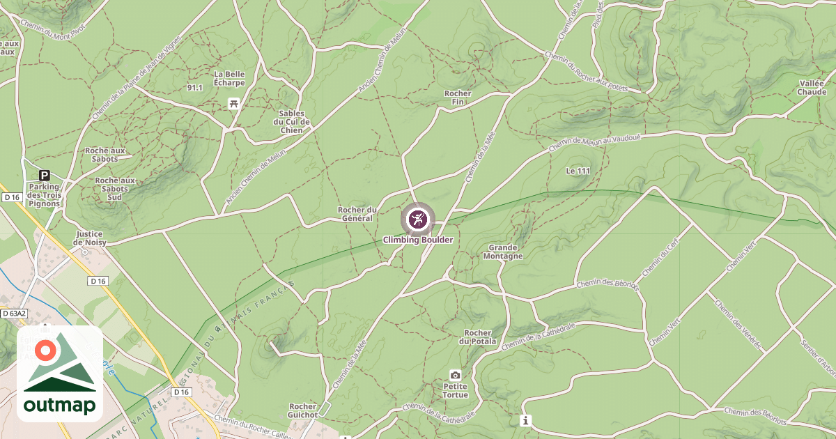Map of Climbing Boulder