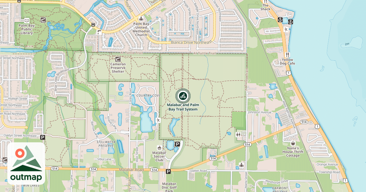 Map of Malabar and Palm Bay Trail System