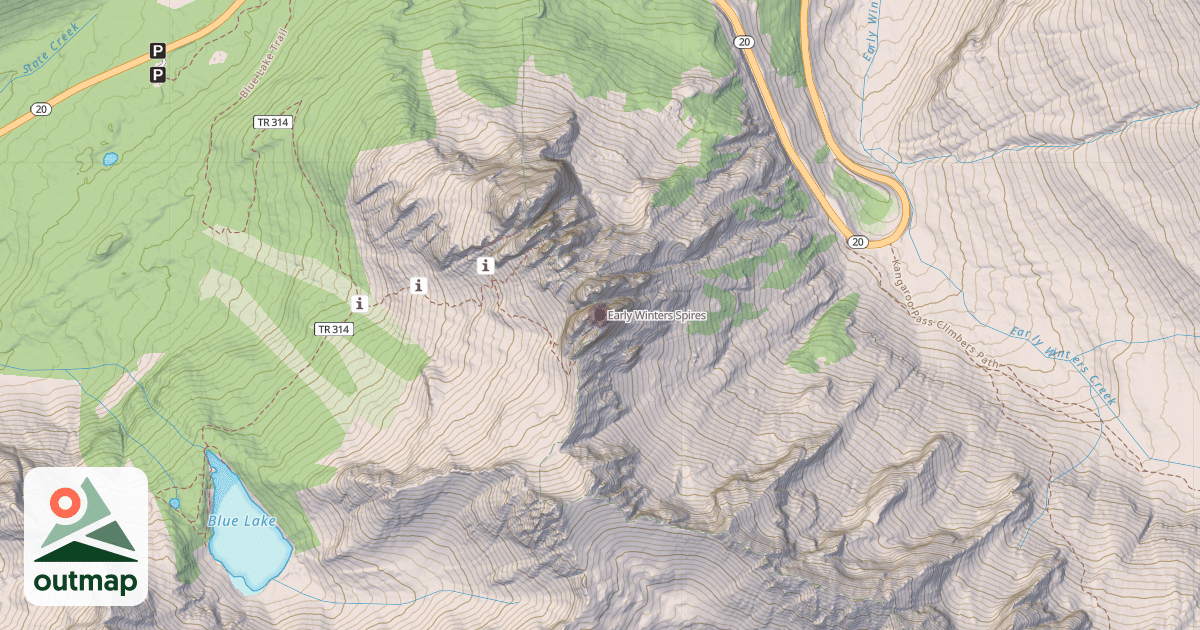 Map of Early Winters Spires
