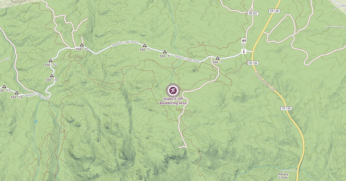 Map preview of Shake it Off Bouldering Area