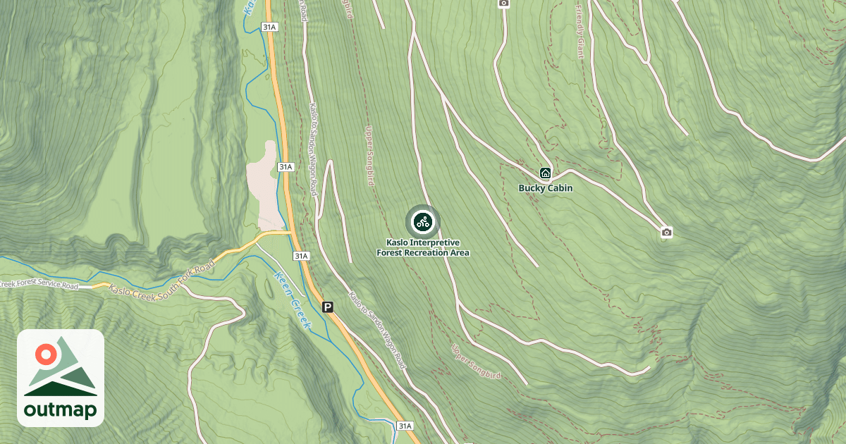 Map of Kaslo Interpretive Forest Recreation Area