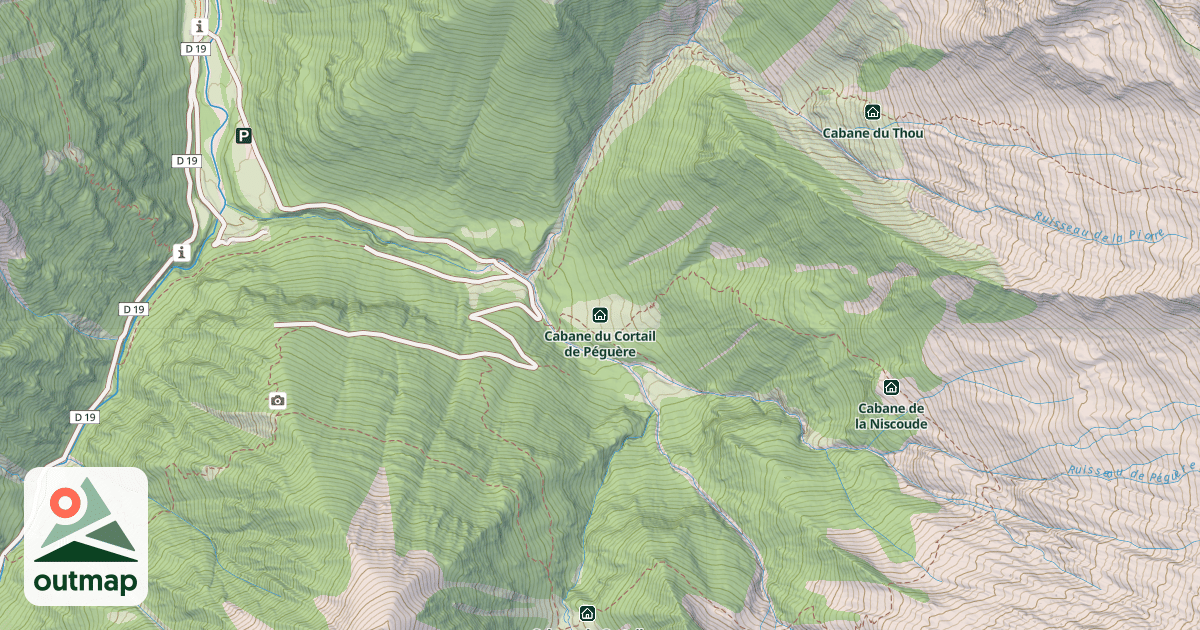 Map of Cabane du Cortail de Péguère
