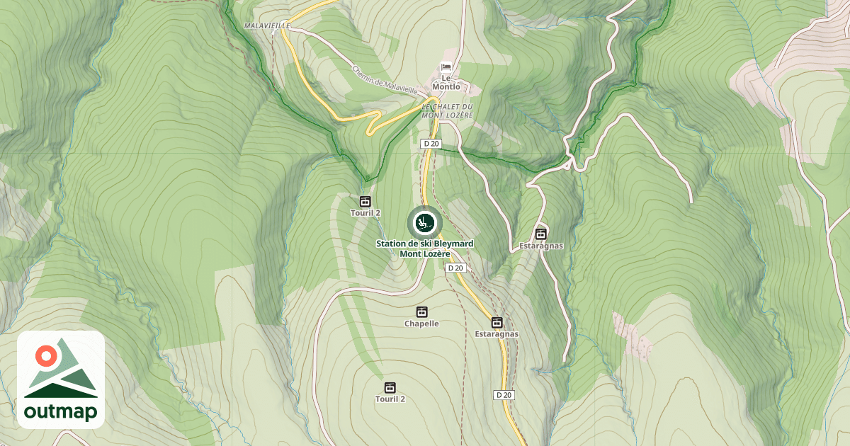 Map of Station de ski Bleymard Mont Lozère