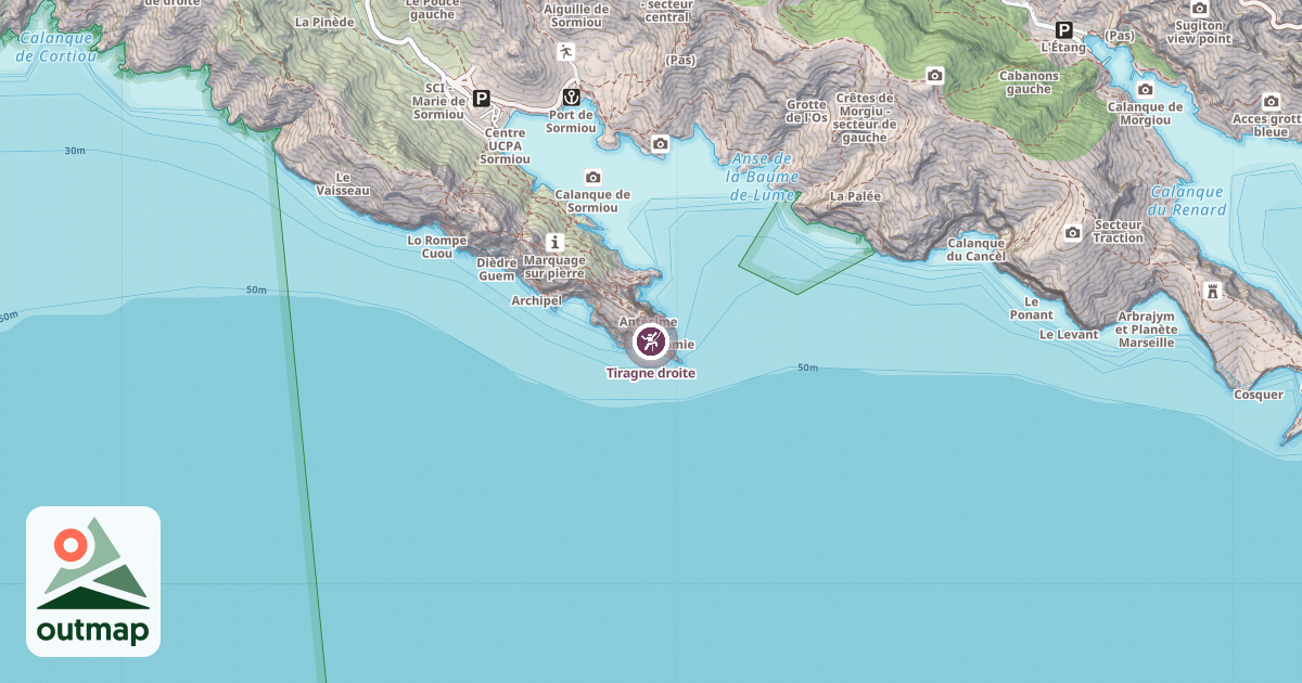 Map of Tiragne droite