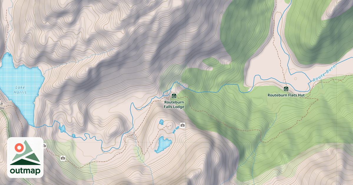 Map of Routeburn Falls Hut