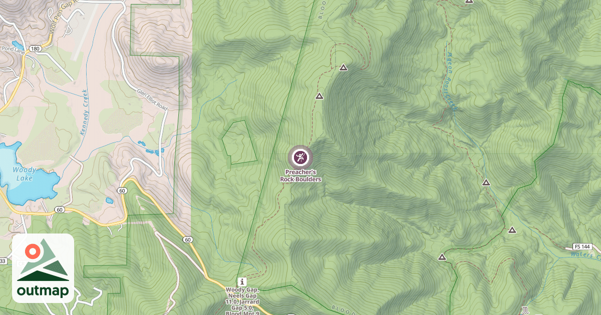 Map of Preacher's Rock Boulders