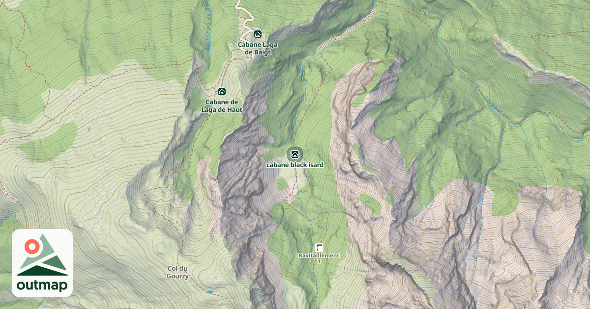 Map of cabane black isard