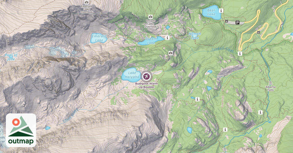 Map of Bushpilot Warm Up Boulder