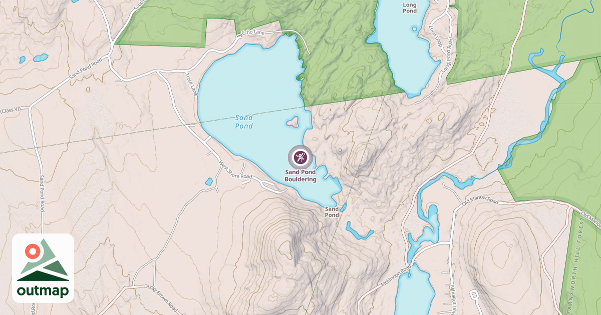 Map of Sand Pond Bouldering